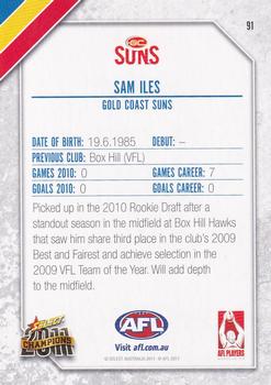 2011 Select AFL Champions #91 Sam Iles Back